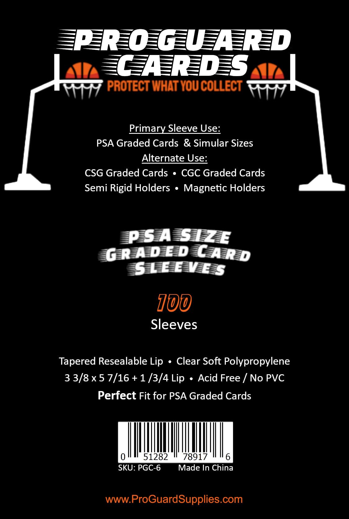 ProGuard Cards: 100 PSA Perfect Fit Sleeves for Graded Slabs | Slim Card Protection