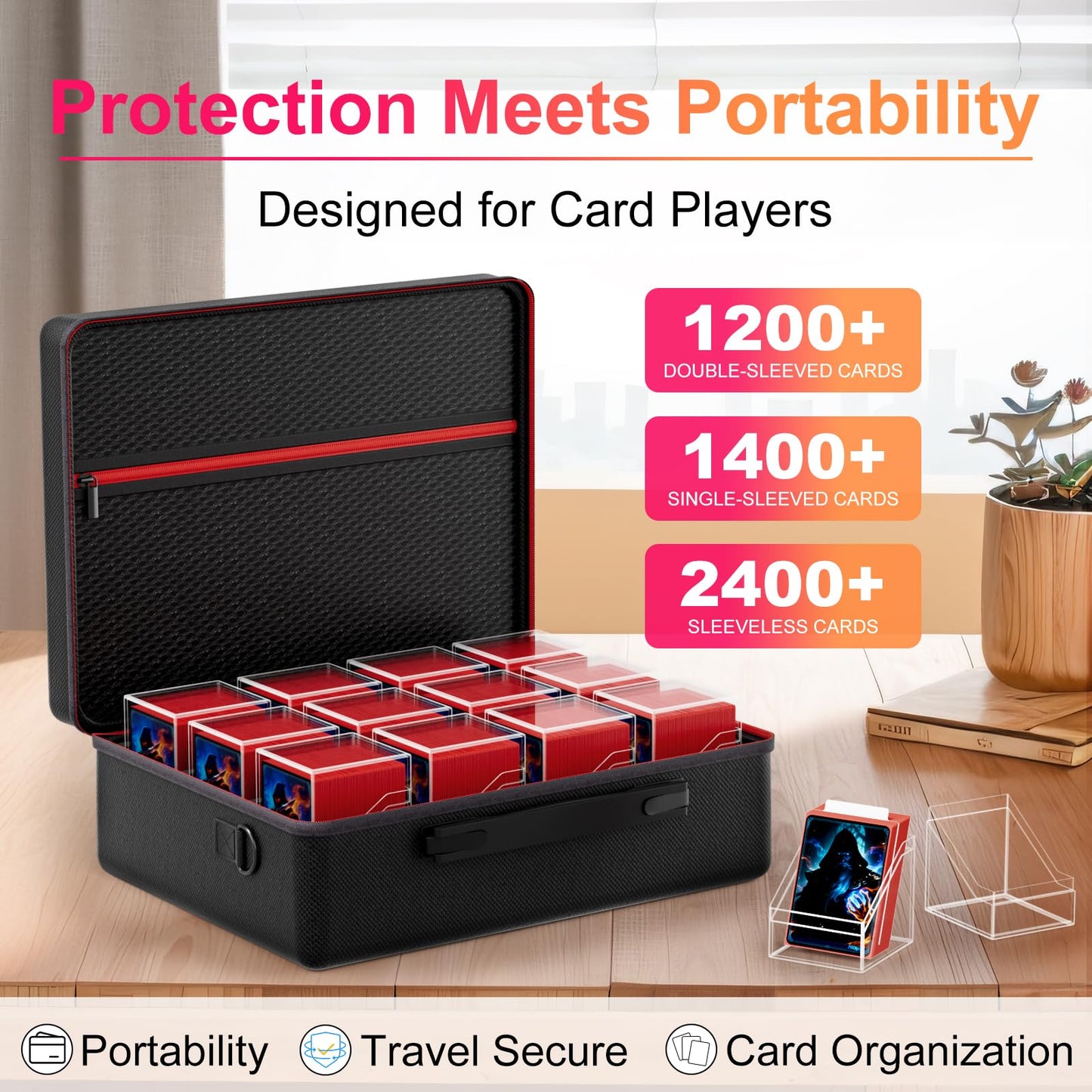 Proijeut Card Deck Box Set – 12 Acrylic Boxes with Portable Case (Holds 1200+ Cards) for MTG, Yu-Gi-Oh & TCG