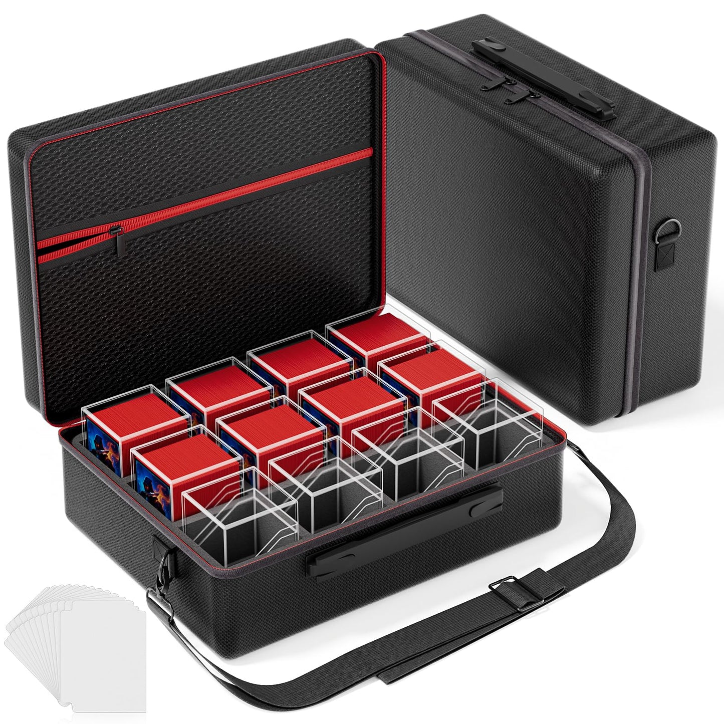 Proijeut Card Deck Box Set – 12 Acrylic Boxes with Portable Case (Holds 1200+ Cards) for MTG, Yu-Gi-Oh & TCG