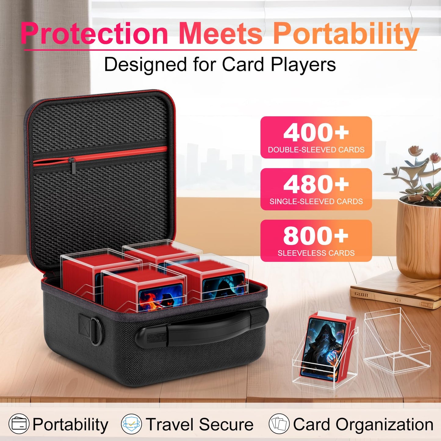 Proijeut Card Deck Box Set – 4 Clear Boxes + Portable Case, 400+ Cards