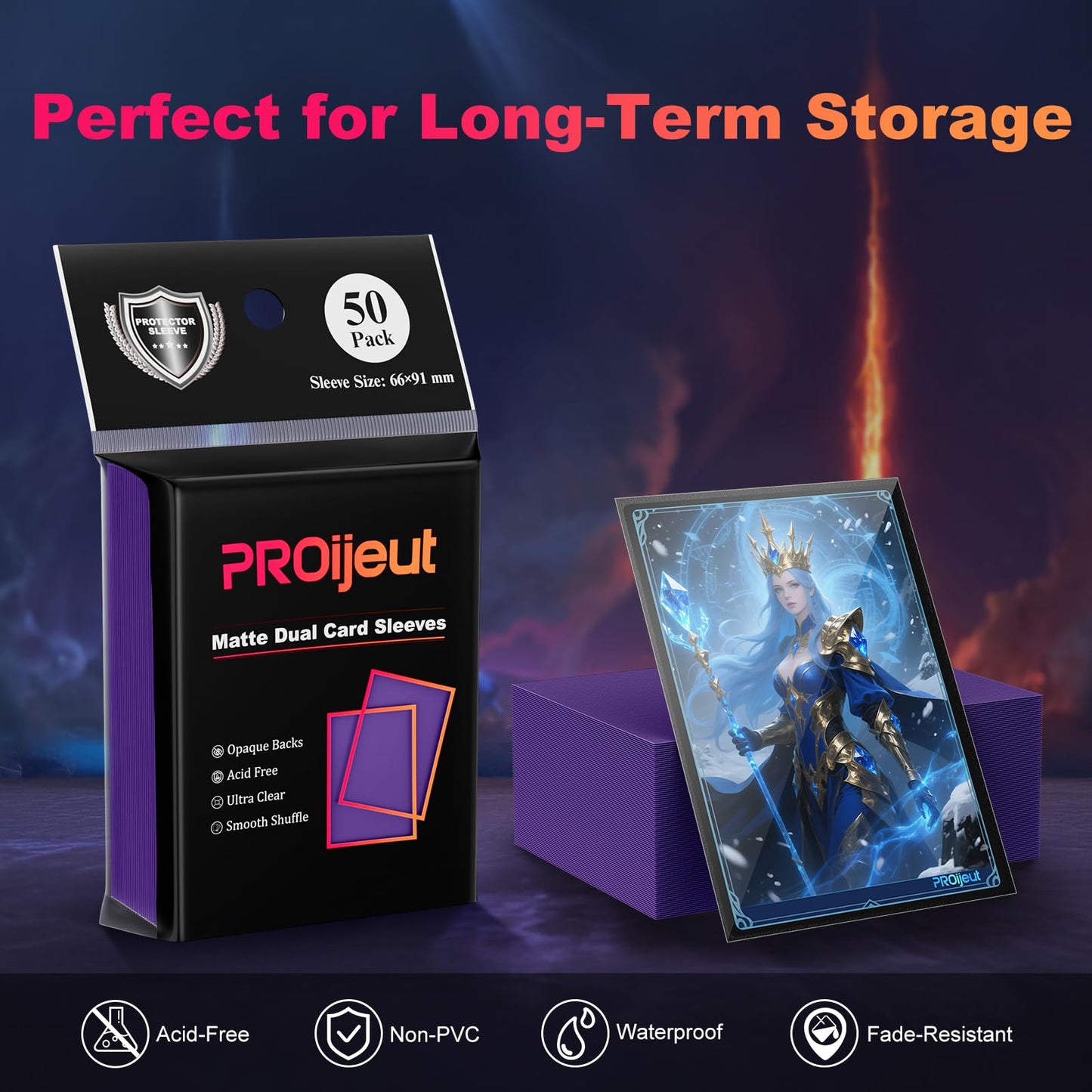 Proijeut 200 Pack Card Sleeves – Matte Dual, Opaque Back, 66x91mm, Reinforced Seams
