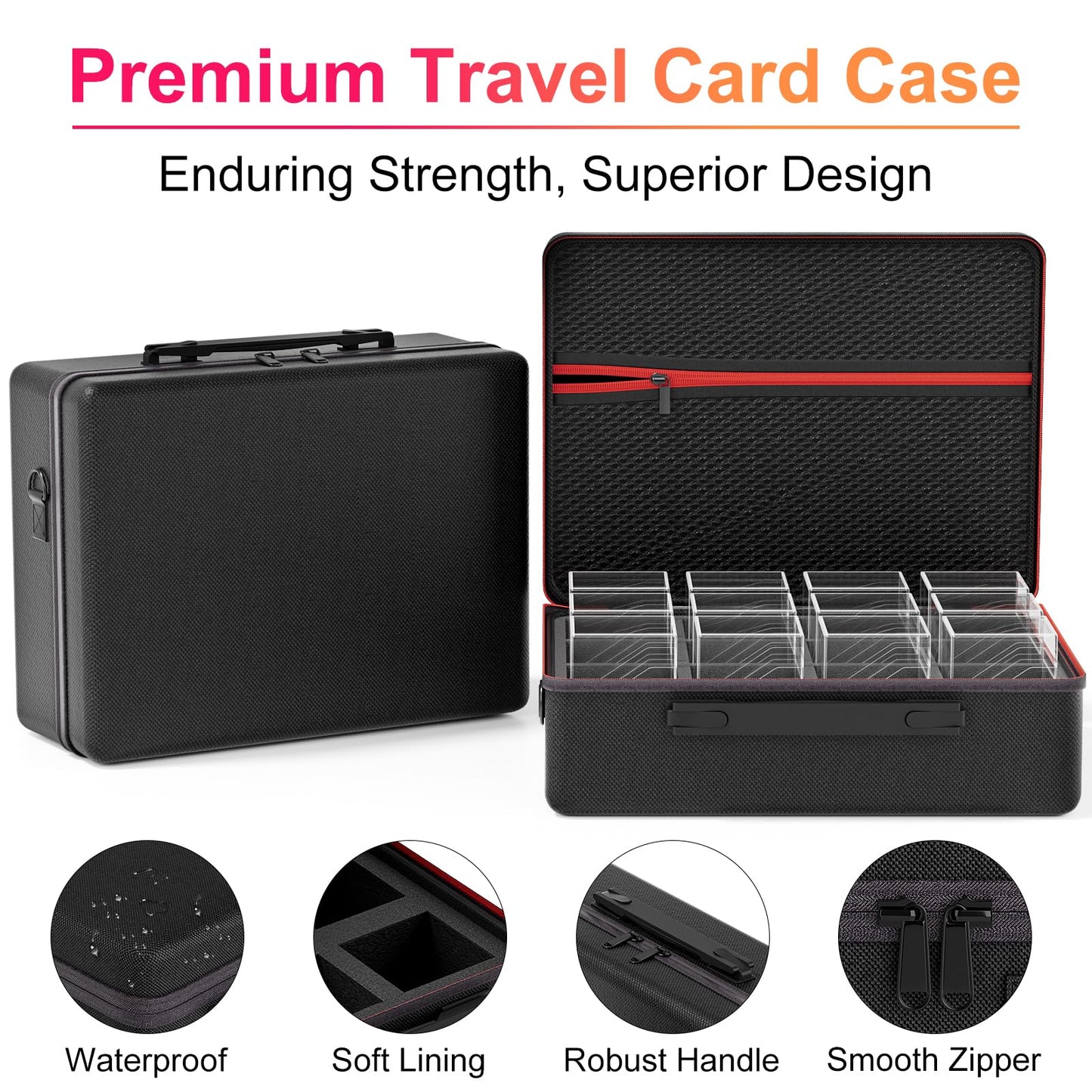 Proijeut Card Deck Box Set – 12 Acrylic Boxes with Portable Case (Holds 1200+ Cards) for MTG, Yu-Gi-Oh & TCG