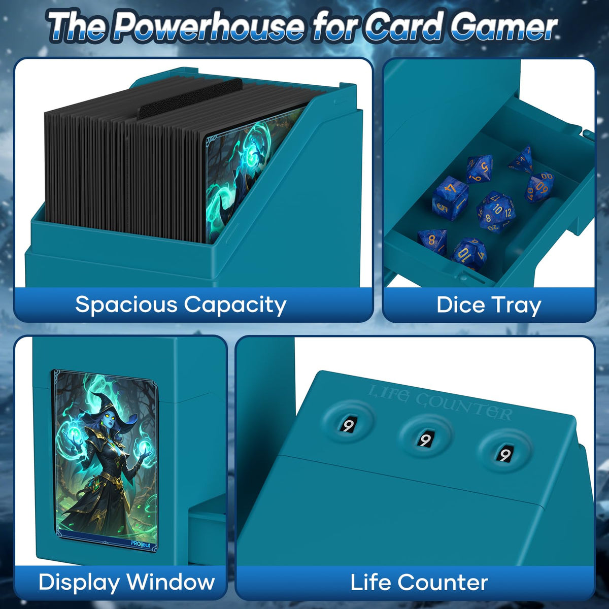 Proijeut MTG Deck Box with Life Counter | 100+ Cards, Commander Display