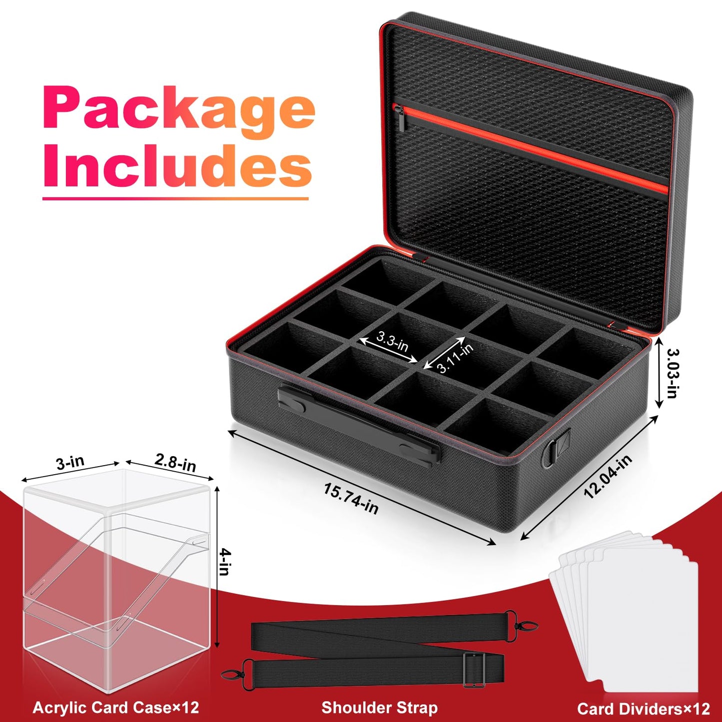 Proijeut Card Deck Box Set – 12 Acrylic Boxes with Portable Case (Holds 1200+ Cards) for MTG, Yu-Gi-Oh & TCG