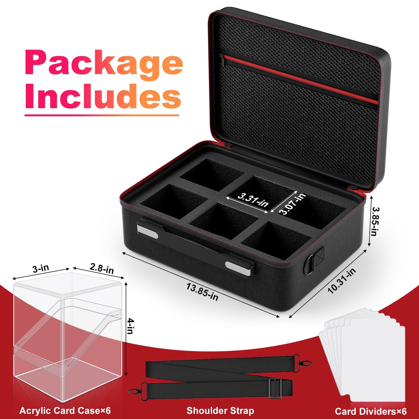 Proijeut Card Deck Box Set – 6 Clear Commander Boxes with Portable Case (Holds 600+ Cards)