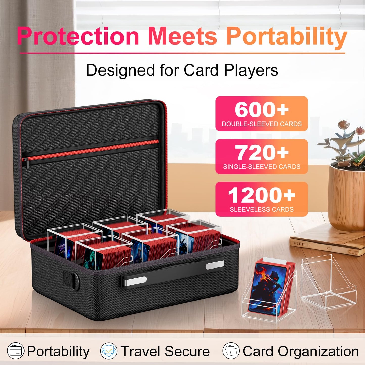 Proijeut Card Deck Box Set – 6 Clear Commander Boxes with Portable Case (Holds 600+ Cards)