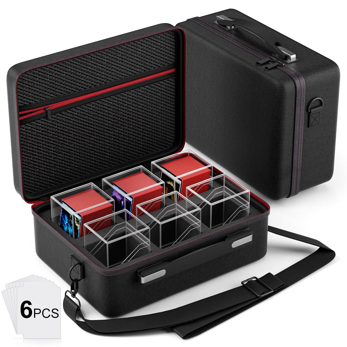 Proijeut Card Deck Box Set – 6 Clear Commander Boxes with Portable Case (Holds 600+ Cards)