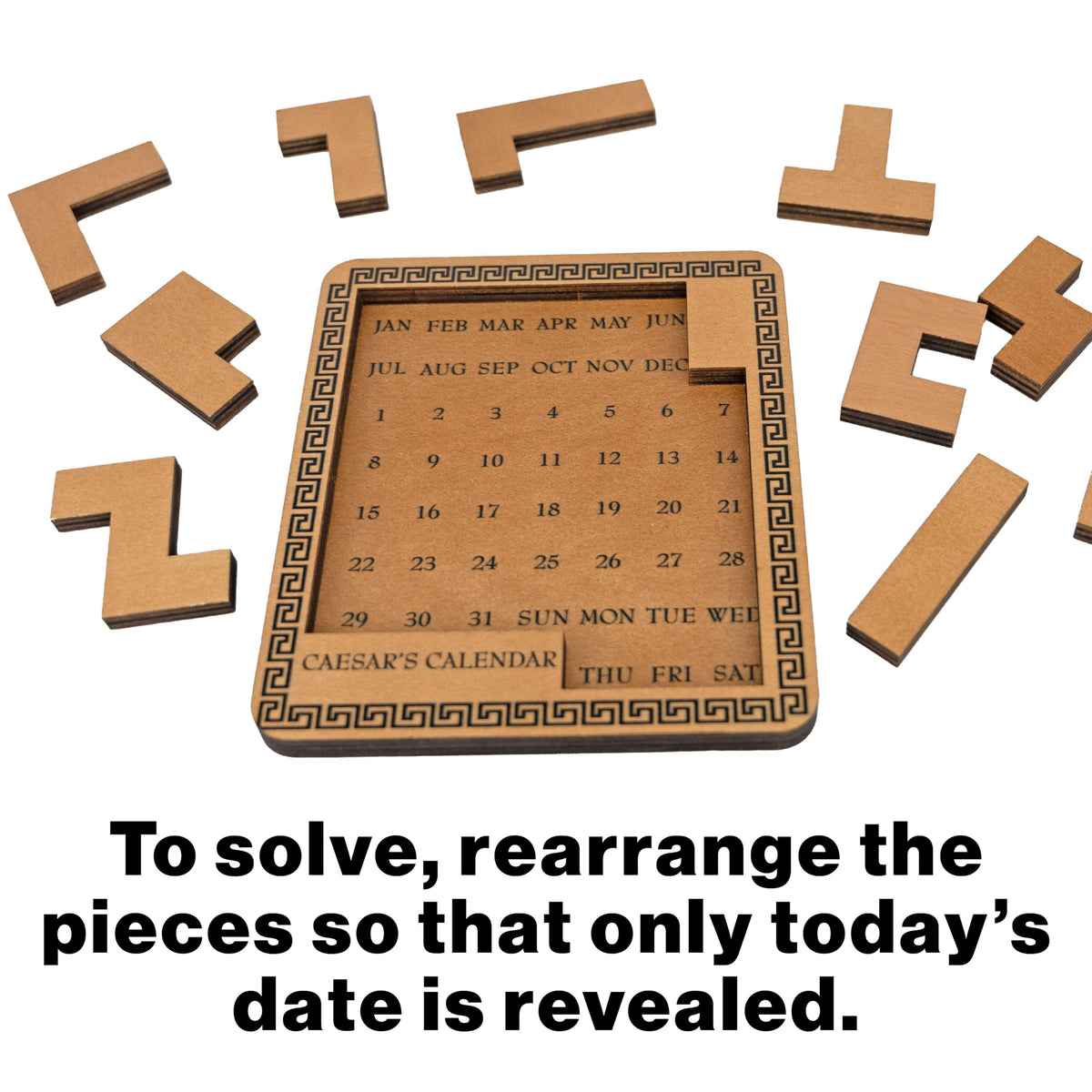 Project Genius Caesar's Calendar: 365+ Daily Tangram Puzzles on a Laser-Cut Wood Desk Calendar