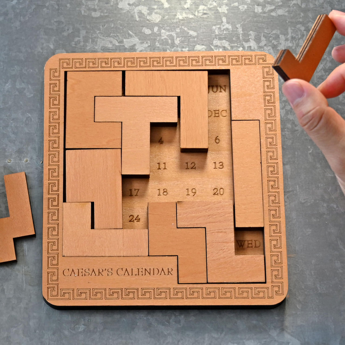 Project Genius Caesar's Calendar: 365+ Daily Tangram Puzzles on a Laser-Cut Wood Desk Calendar