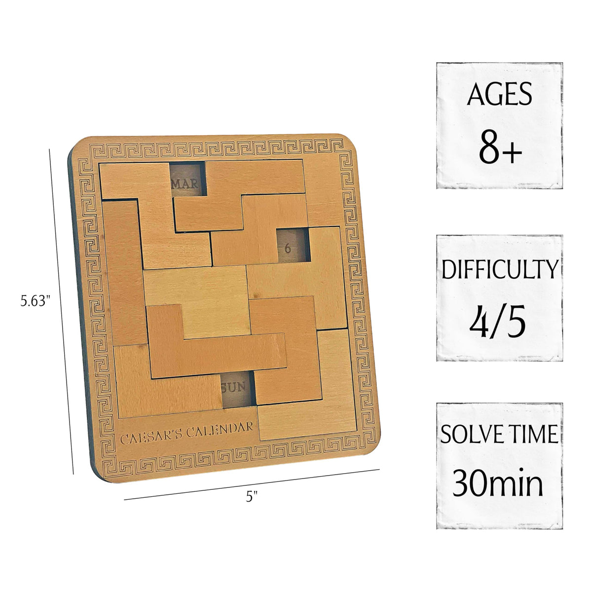 Project Genius Caesar's Calendar: 365+ Daily Tangram Puzzles on a Laser-Cut Wood Desk Calendar