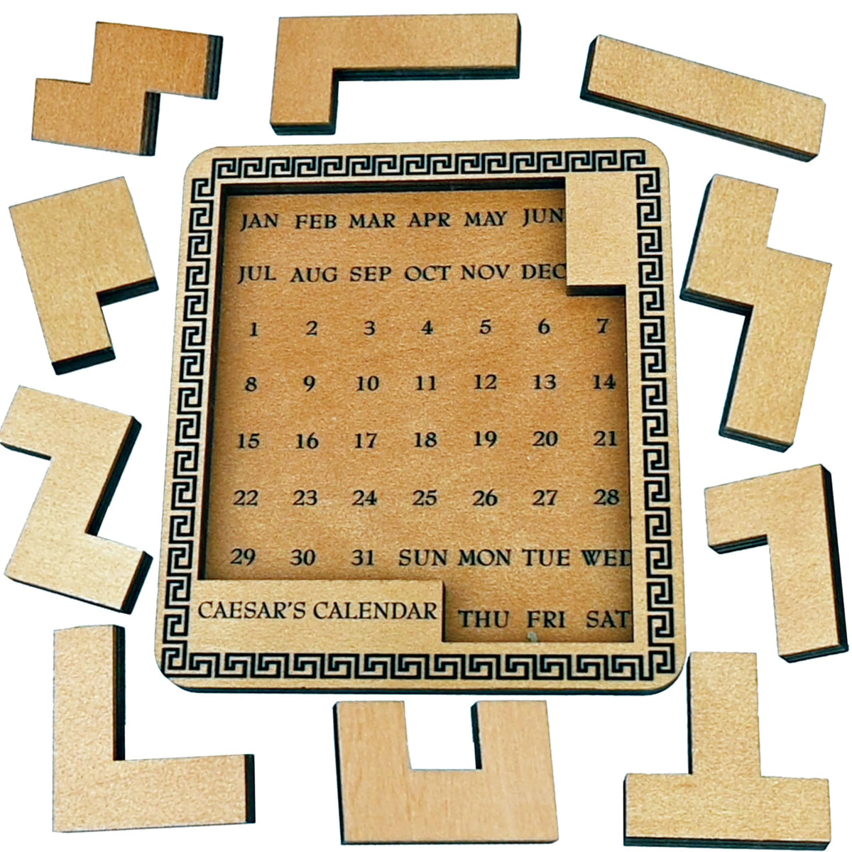 Project Genius Caesar's Calendar: 365+ Daily Tangram Puzzles on a Laser-Cut Wood Desk Calendar