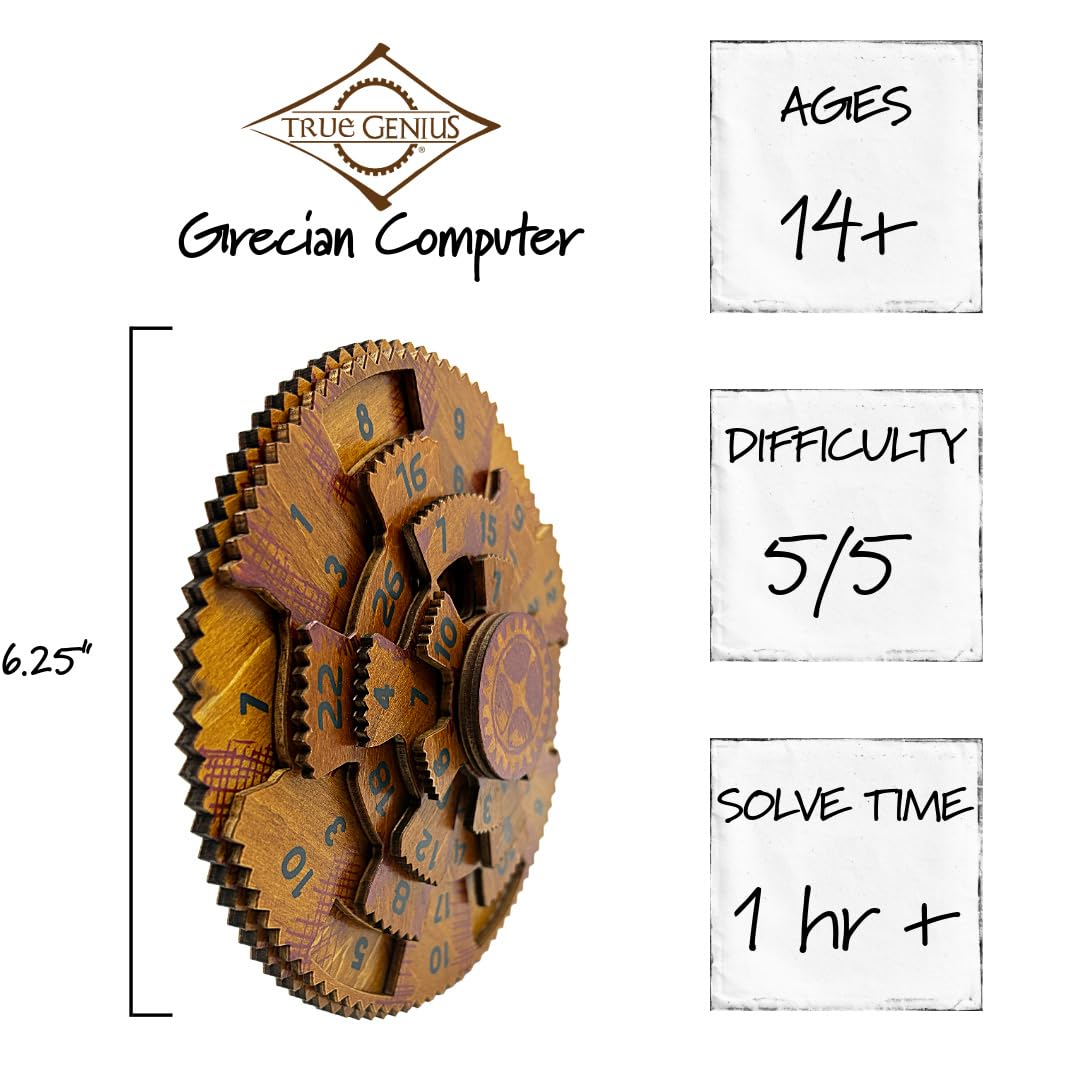 Project Genius Grecian Computer Puzzle – Mechanical Math Brainteaser by True Genius Series