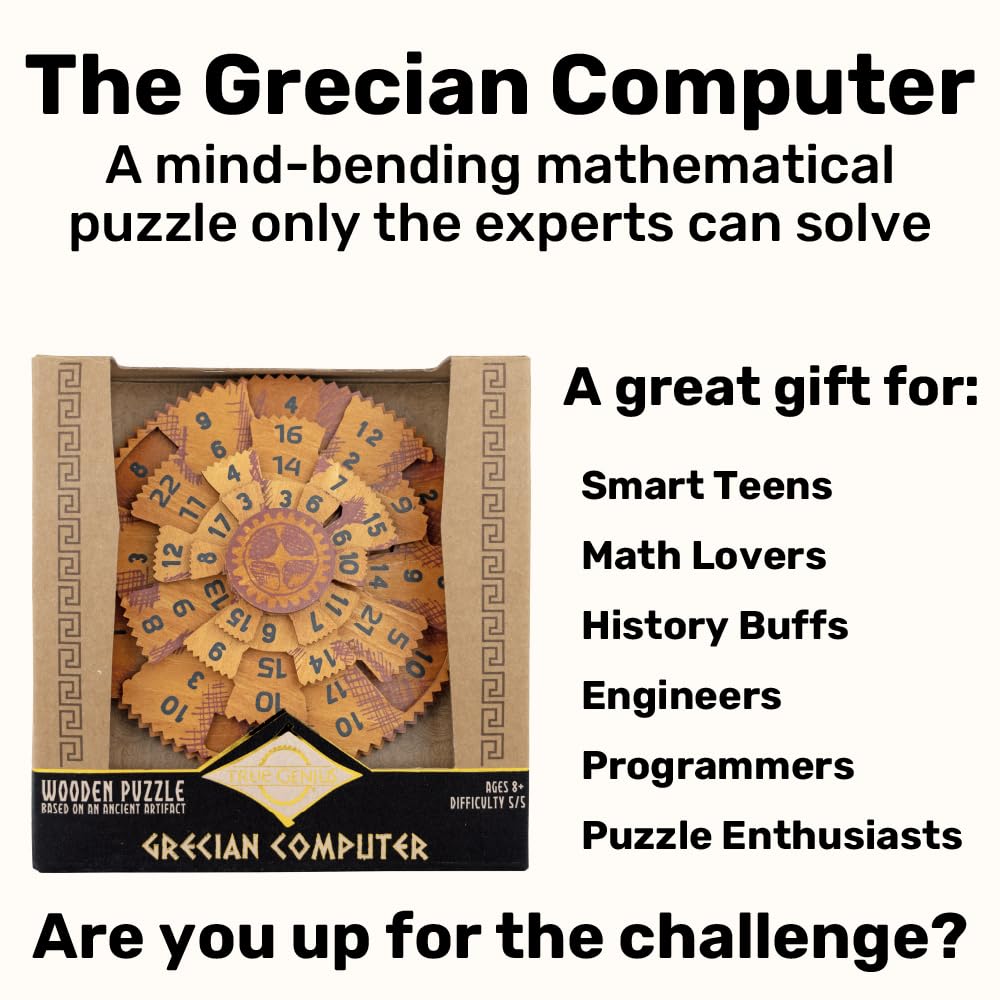 Project Genius Grecian Computer Puzzle – Mechanical Math Brainteaser by True Genius Series