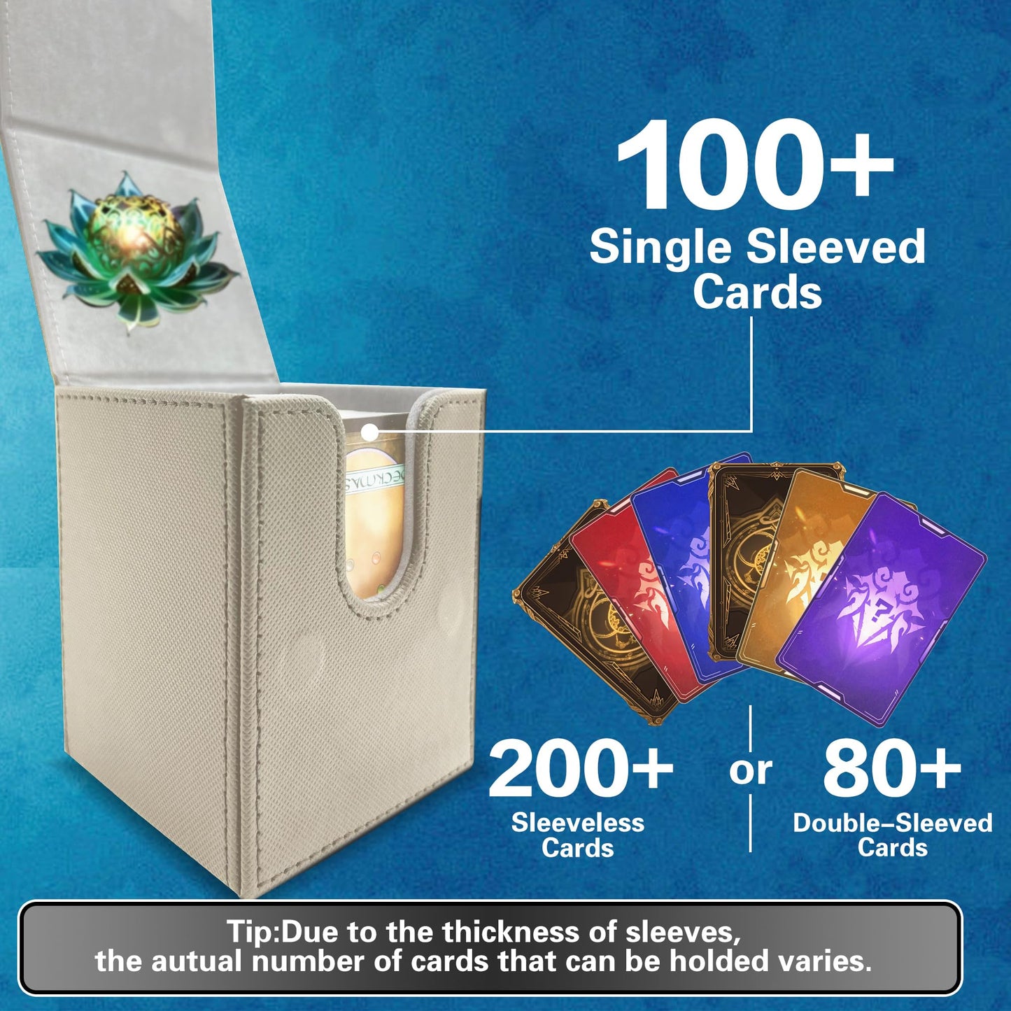 PROMAXIBINDER MTG Commander Deck Box – Fits 100+ Cards, Magnetic Closure, Grey PU Leather