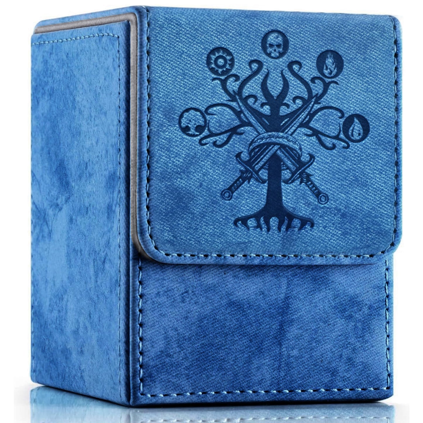 PROMAXIBINDER MTG Commander Deck Box - 2 Dividers, 100+ Sleeved Cards, Navy Blue-Tree