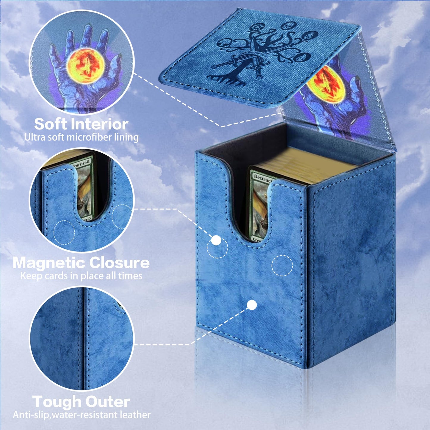 PROMAXIBINDER MTG Commander Deck Box - 2 Dividers, 100+ Sleeved Cards, Navy Blue-Tree