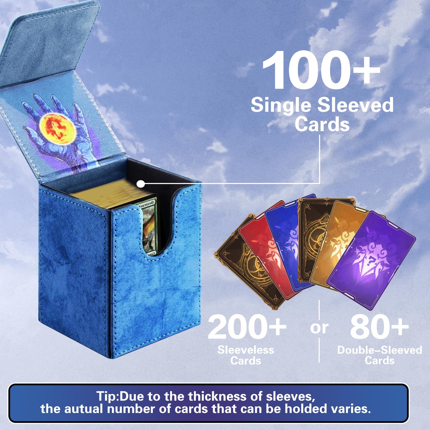 PROMAXIBINDER MTG Commander Deck Box - 2 Dividers, 100+ Sleeved Cards, Navy Blue-Tree