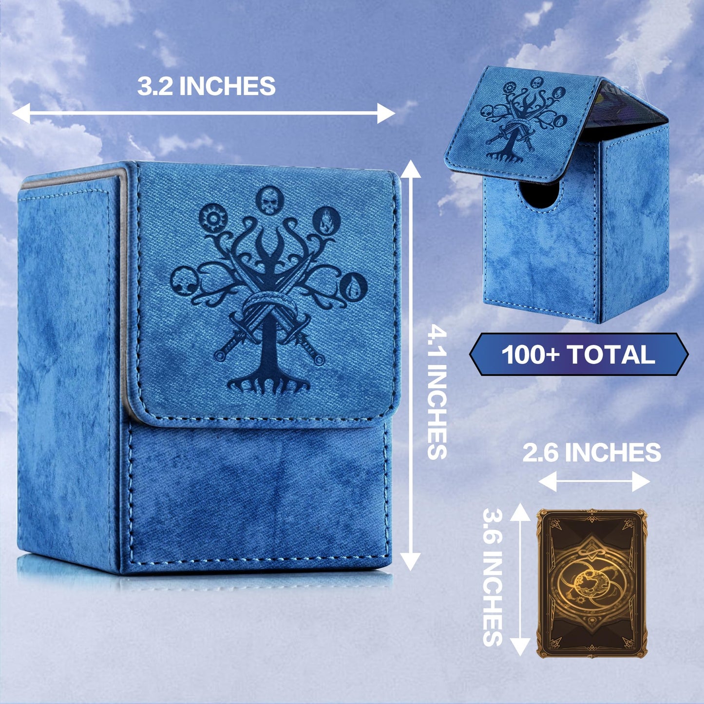 PROMAXIBINDER MTG Commander Deck Box - 2 Dividers, 100+ Sleeved Cards, Navy Blue-Tree
