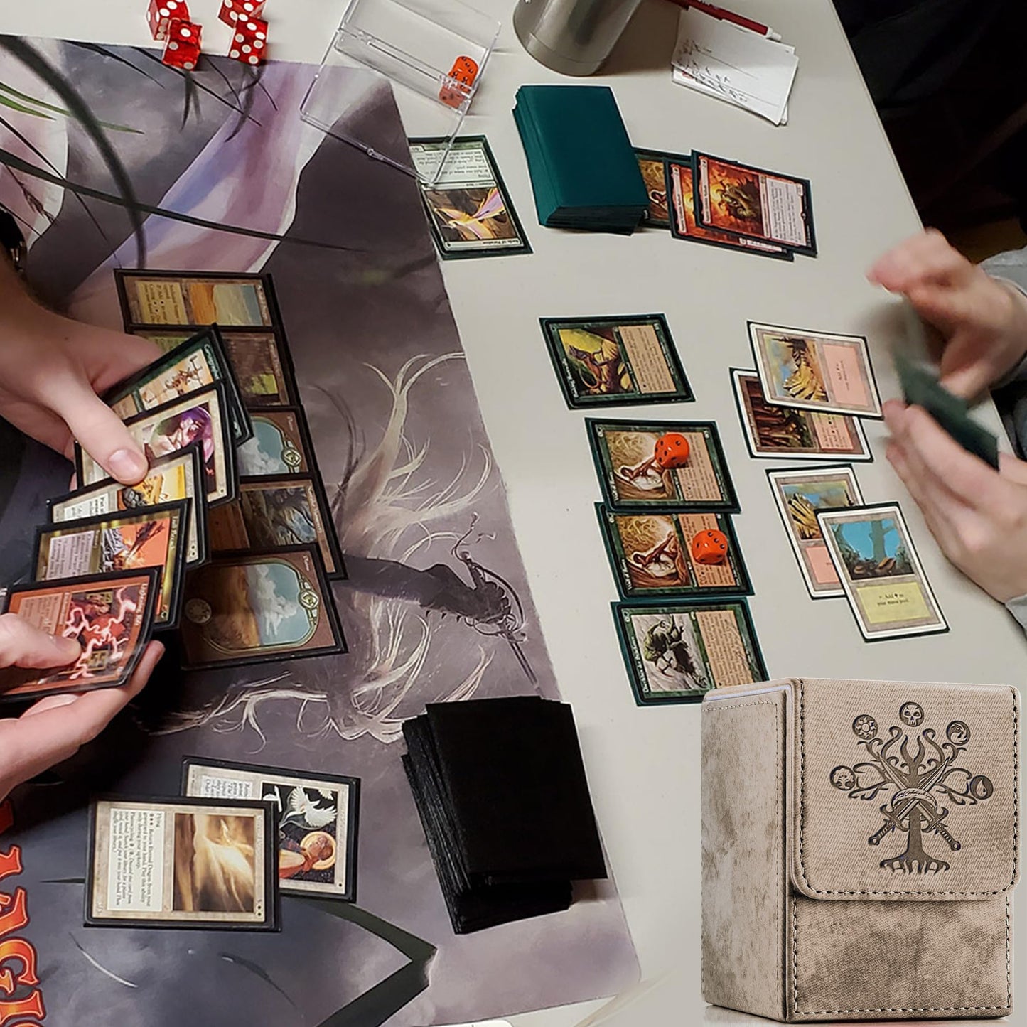 PROMAXIBINDER MTG Deck Box – Commander Box for 100+ Cards | PU Leather Magnetic Lid
