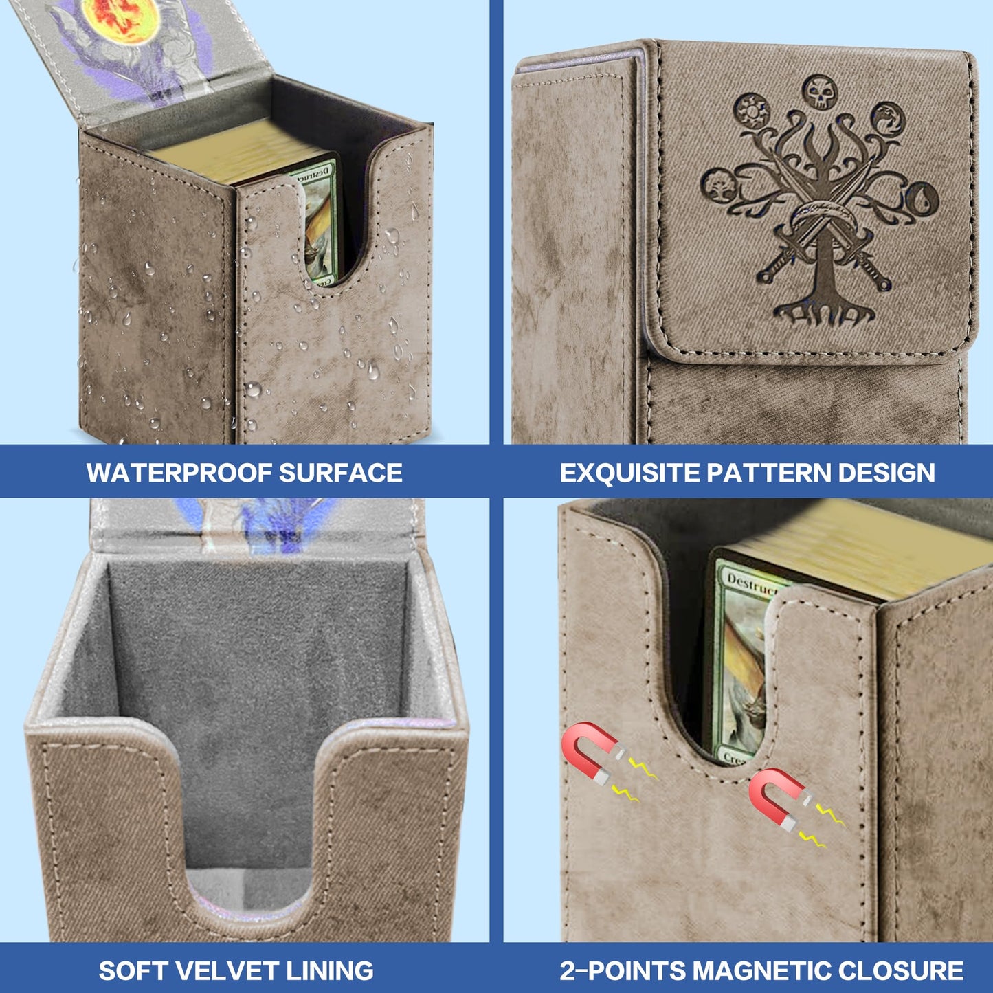 PROMAXIBINDER MTG Deck Box – Commander Box for 100+ Cards | PU Leather Magnetic Lid
