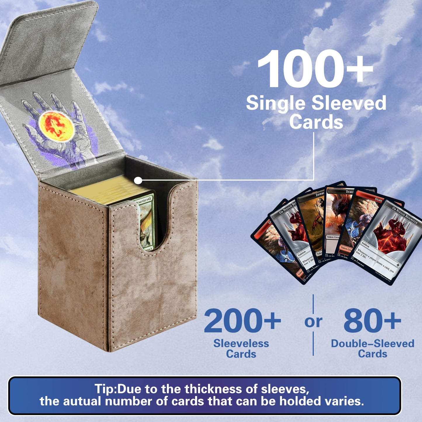PROMAXIBINDER MTG Deck Box – Commander Box for 100+ Cards | PU Leather Magnetic Lid