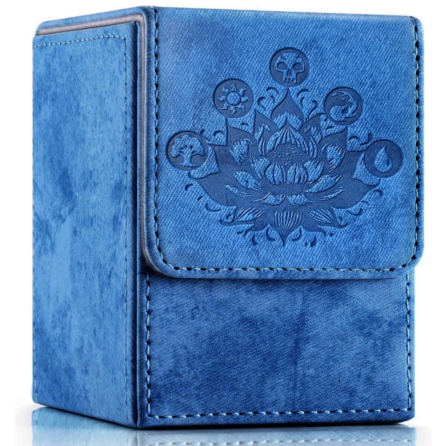 PROMAXIBINDER MTG Deck Box – 200 Card Capacity, Navy PU Leather, Magnetic Closure