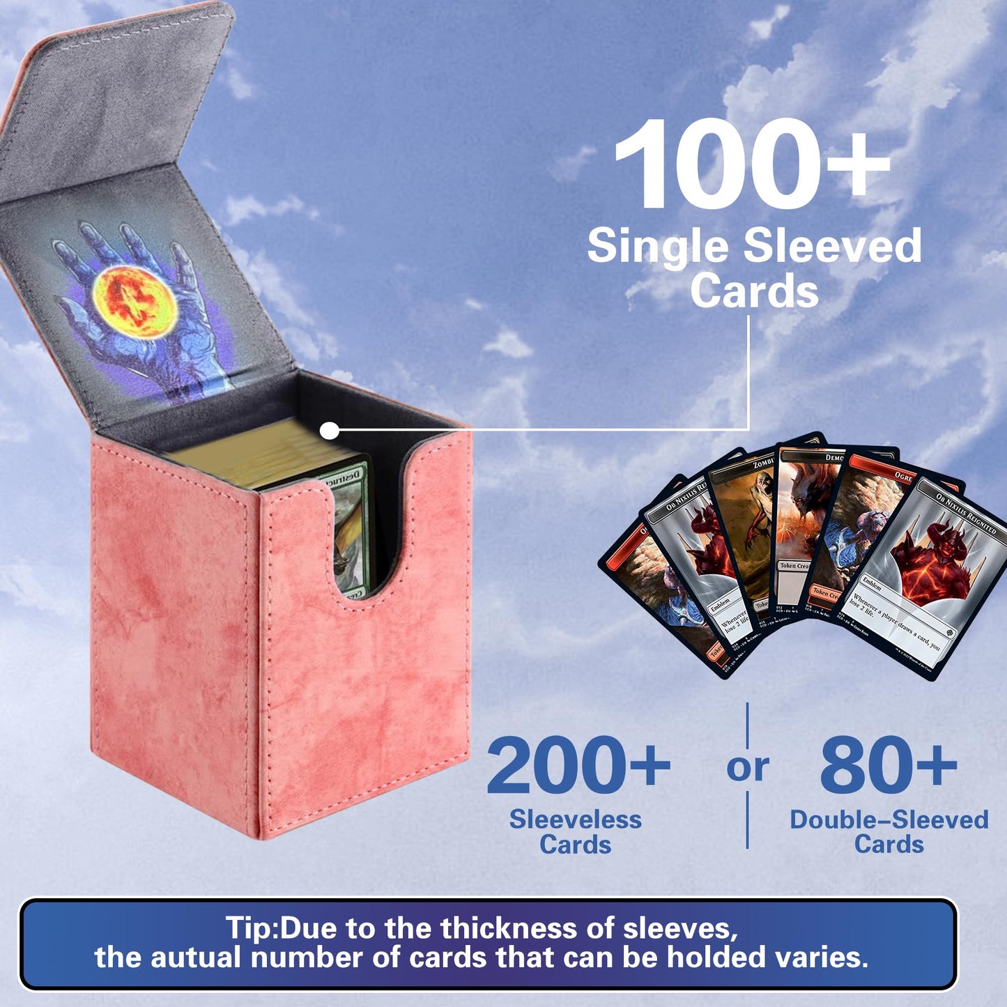 PROMAXIBINDER MTG Deck Box – Pink Tree Design, Holds 100+ Cards, Magnetic Closure, PU Leather
