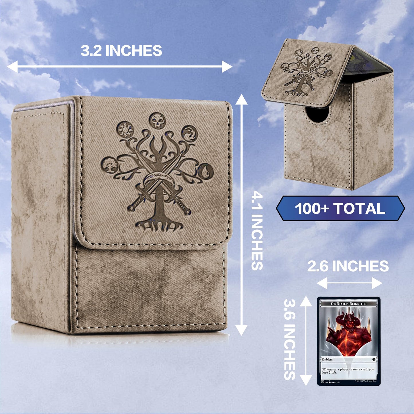 PROMAXIBINDER MTG Deck Box – Commander Box for 100+ Cards | PU Leather Magnetic Lid