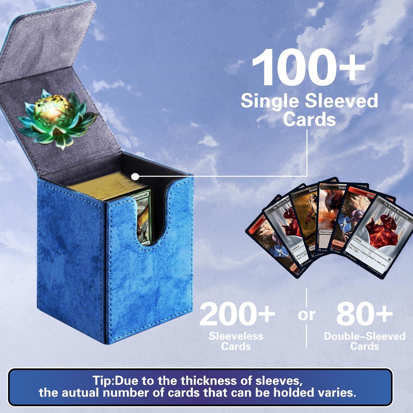 PROMAXIBINDER MTG Deck Box – 200 Card Capacity, Navy PU Leather, Magnetic Closure