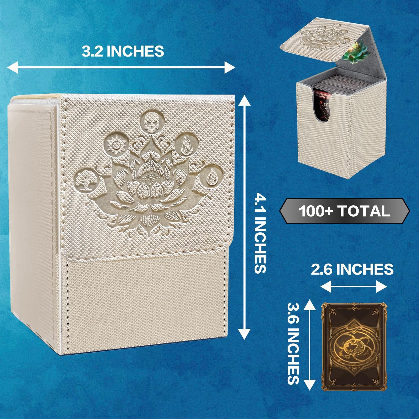 PROMAXIBINDER MTG Commander Deck Box – Fits 100+ Cards, Magnetic Closure, Grey PU Leather
