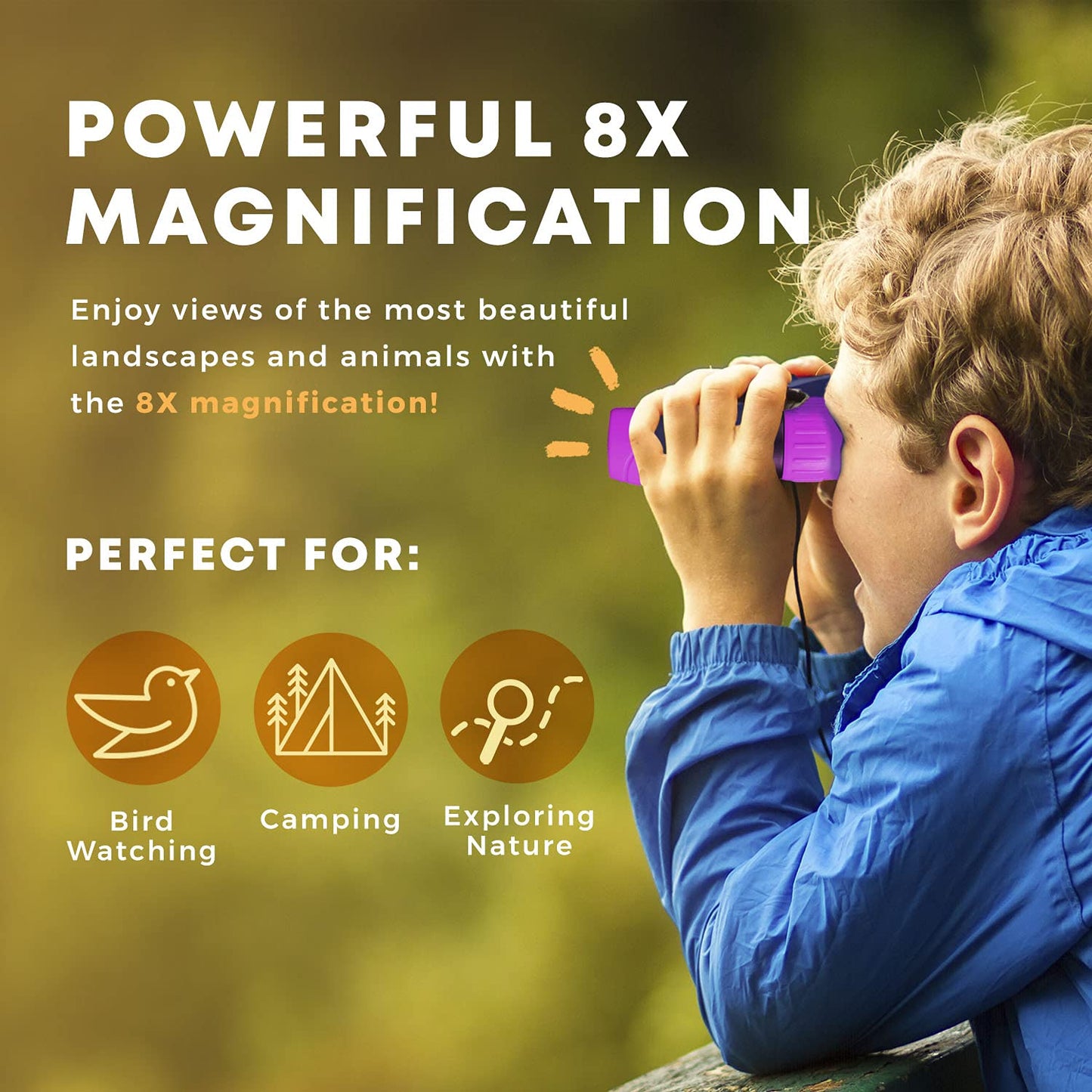 Promora Kids Binoculars 8x21 – Adventure Set with Compass & Magnifier (Ages 3-12)