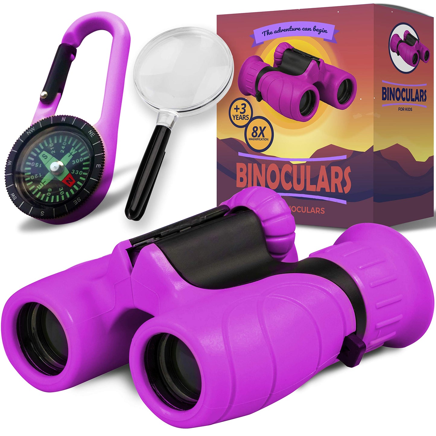 Promora Kids Binoculars 8x21 – Adventure Set with Compass & Magnifier (Ages 3-12)