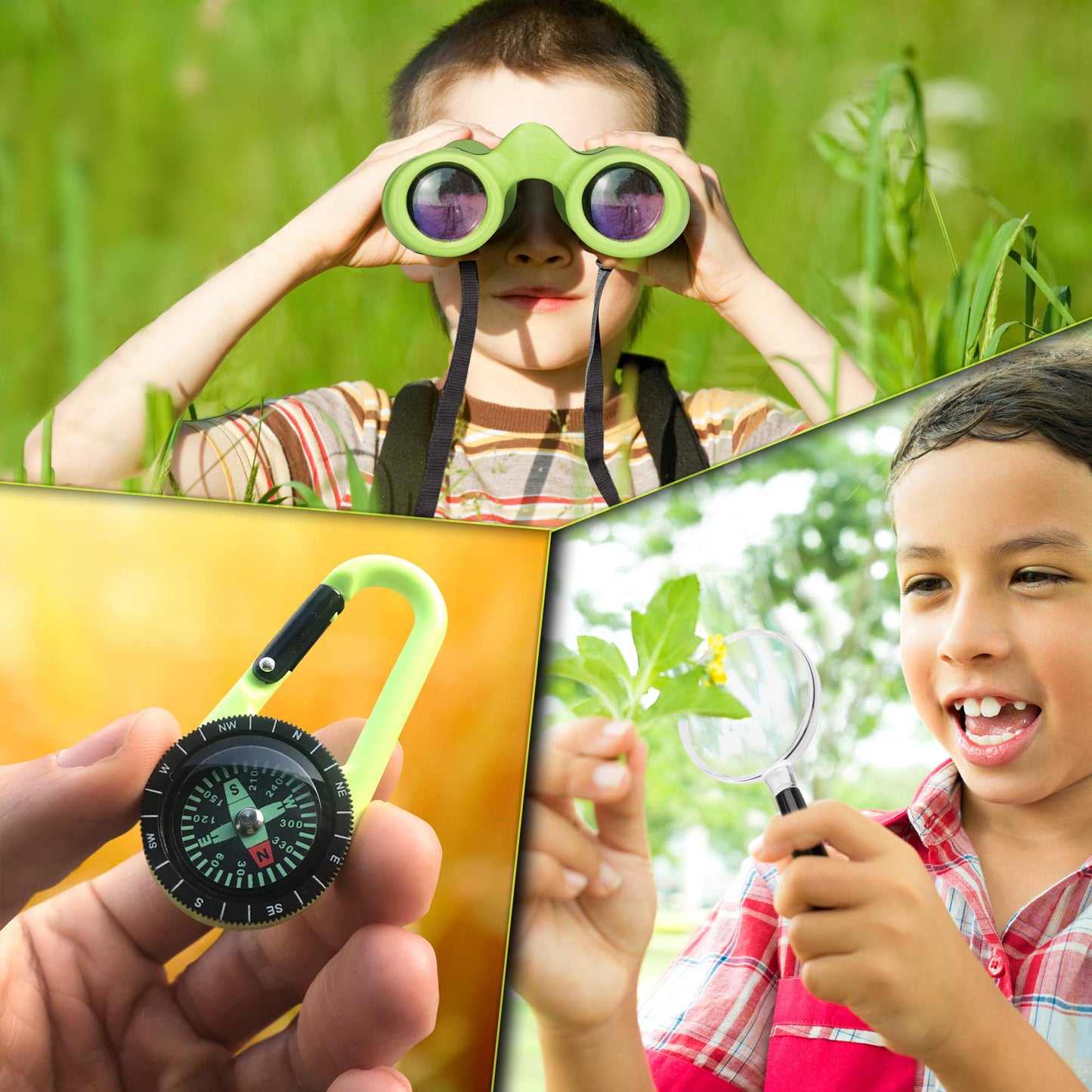 Promora Kids Binoculars – 8x21 Magnification for 4-8 Year Olds with Compass & Magnifier