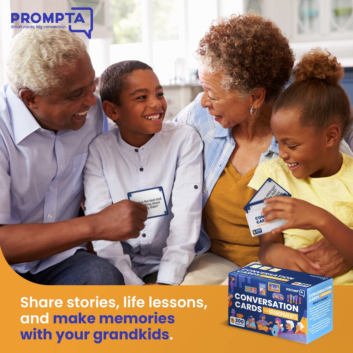 Prompta 200 Conversation Starters for Grandparents – Thoughtful Family Card Deck