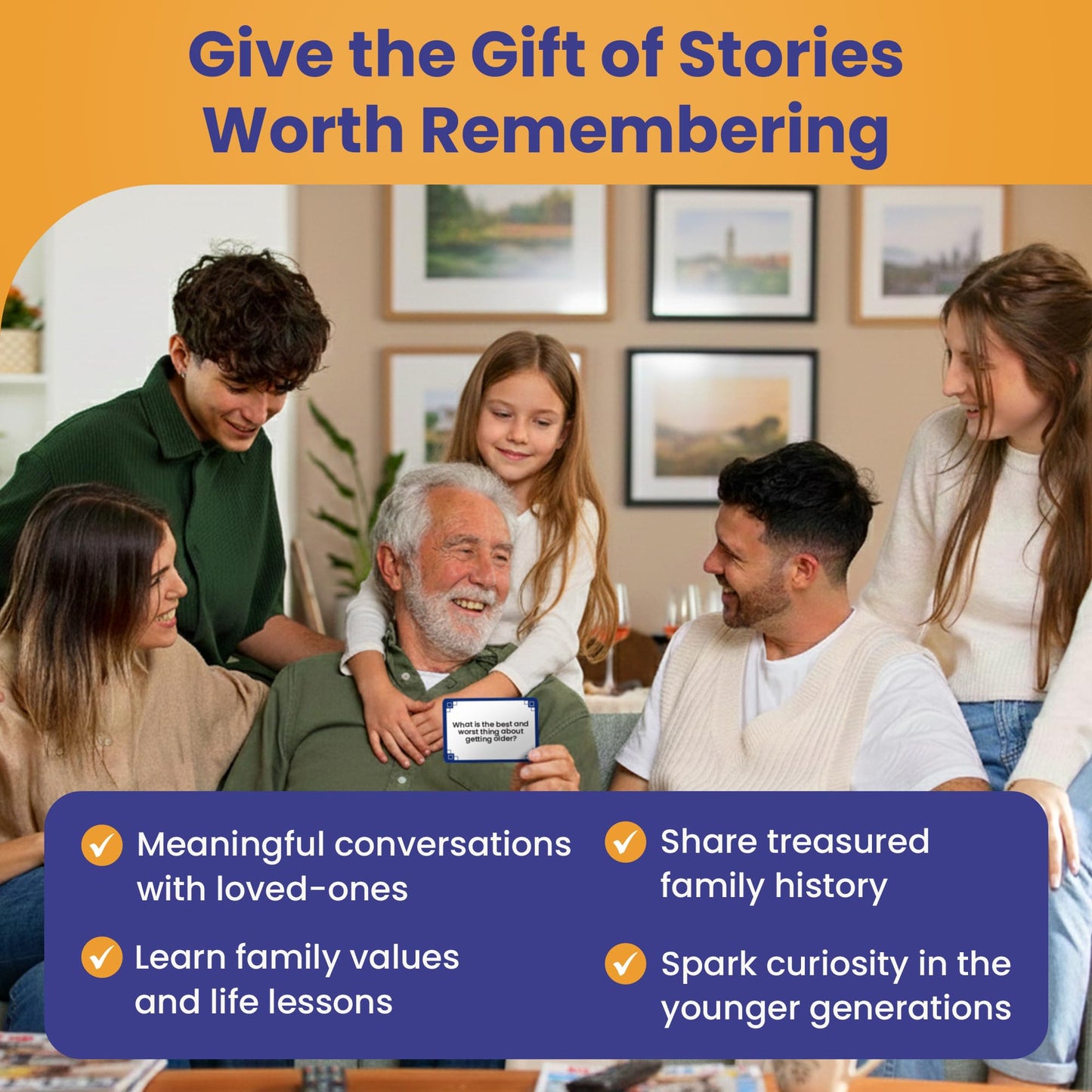Prompta 200 Conversation Starters for Grandparents – Thoughtful Family Card Deck