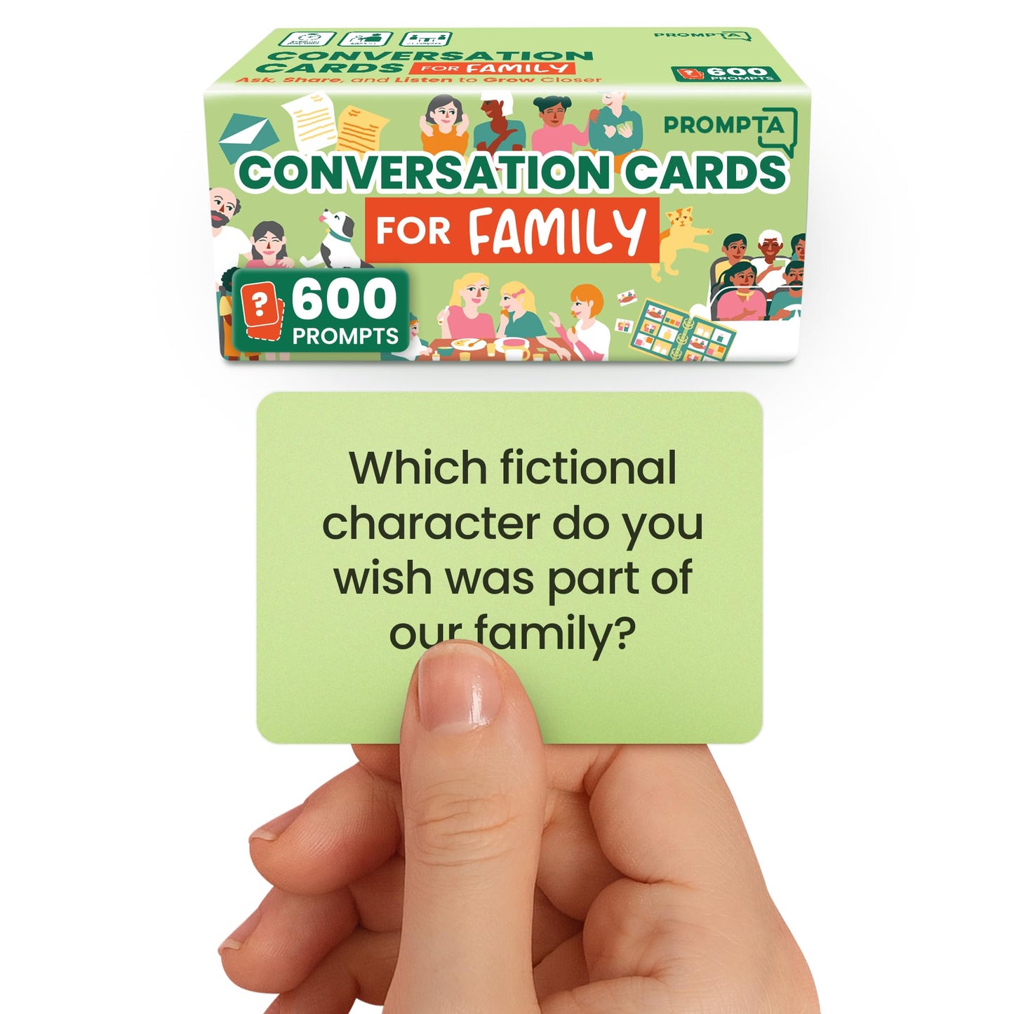 Prompta 600 Family Conversation Cards – Fun Family Game Night & Road Trip Prompts