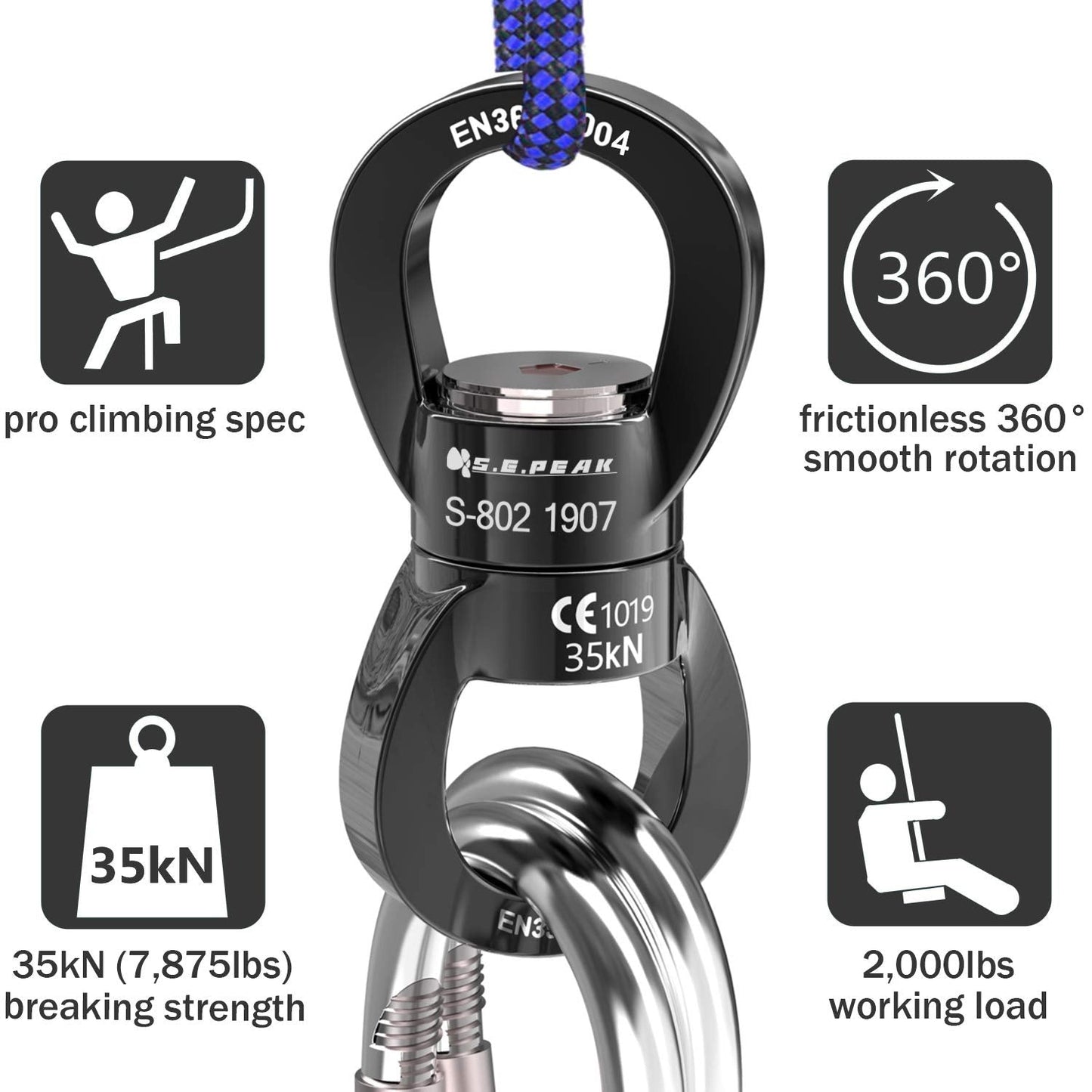 PROND Swing Swivel 35kN – Safe 360° Rotational Device for Swing & Rigging