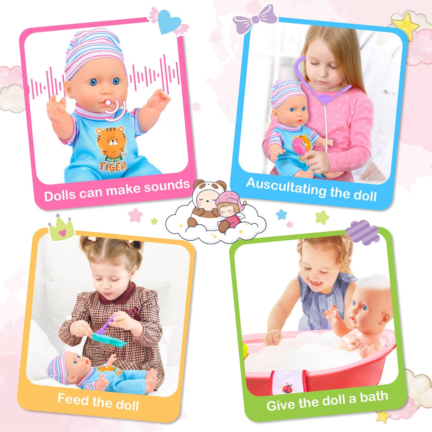 PROOU Baby Doll Care Toys – 30-Piece Bath Set & Doctor Kit for Imaginative Pretend Play