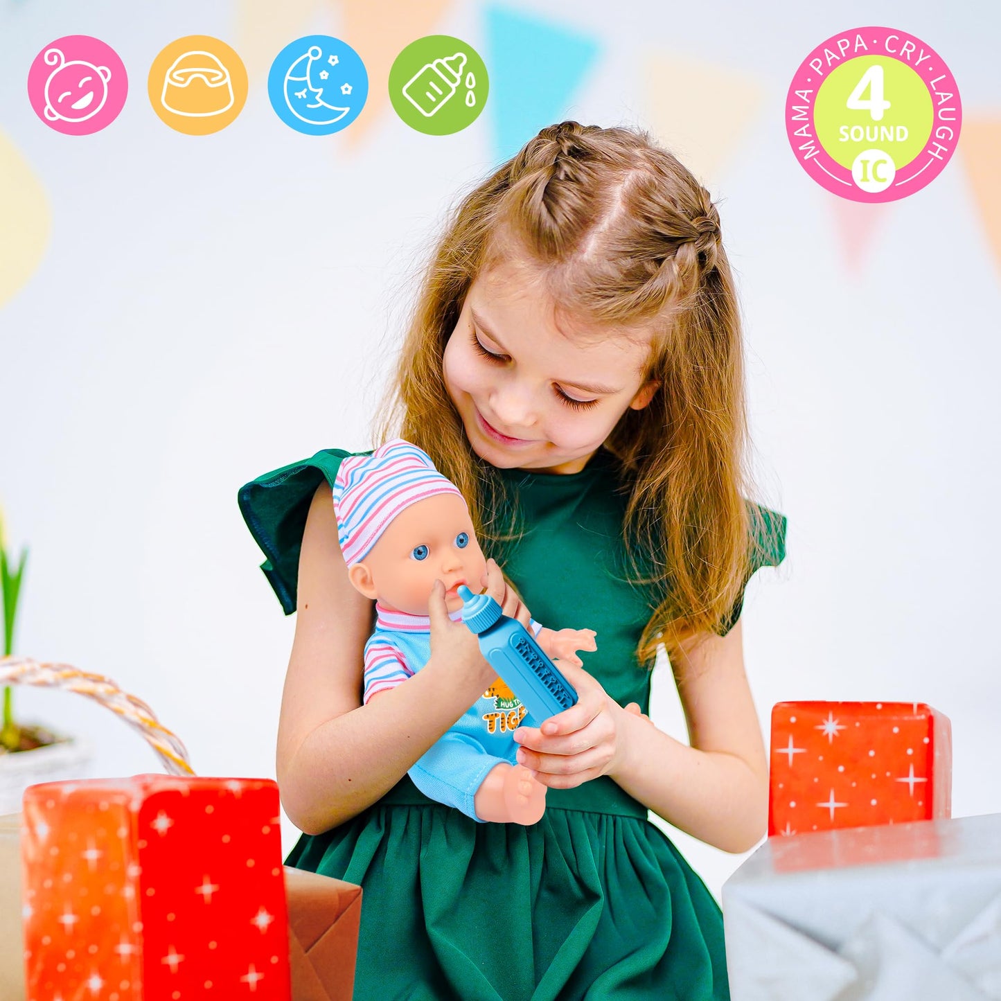 PROOU Baby Doll Care Toys – 30-Piece Bath Set & Doctor Kit for Imaginative Pretend Play