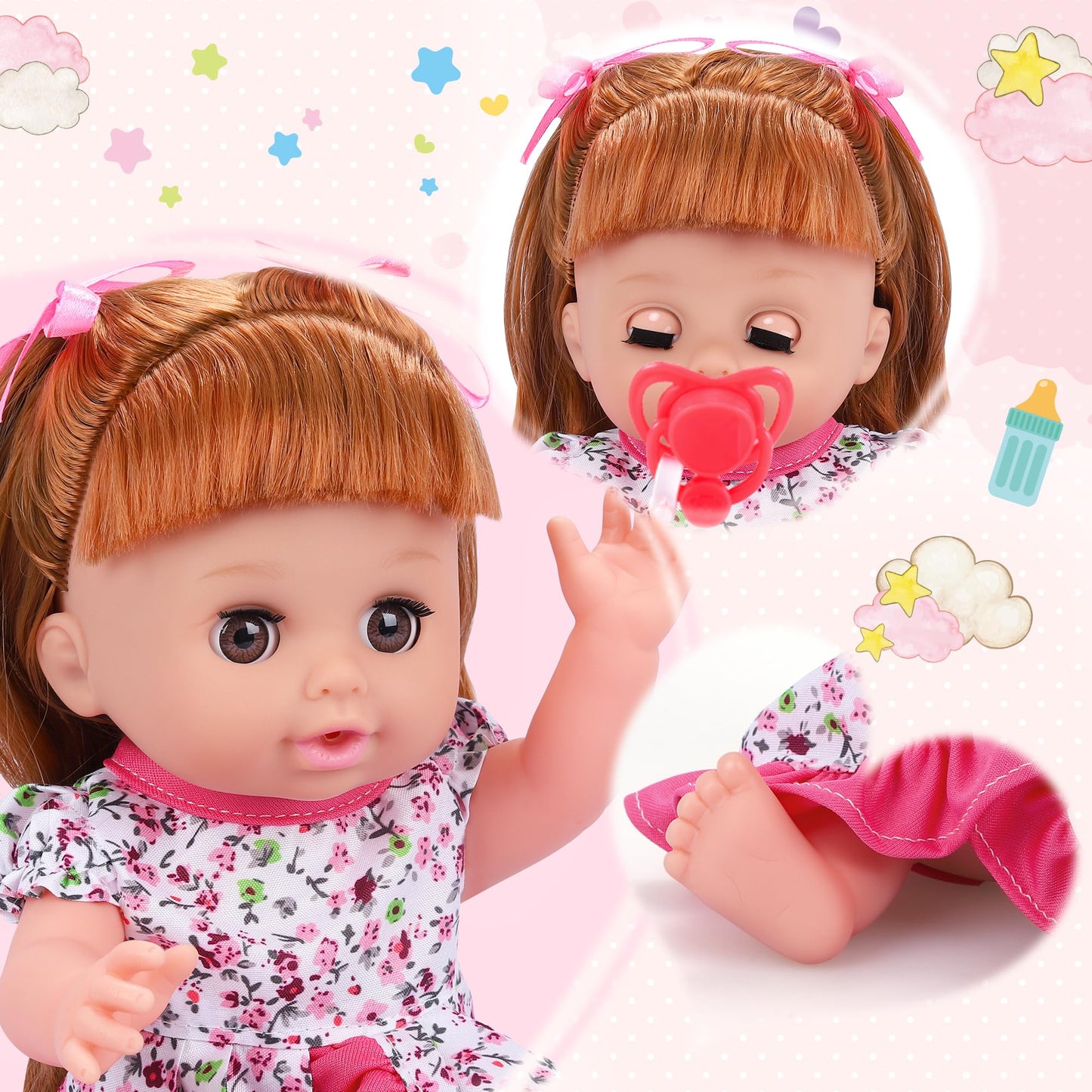 PROOU Baby Doll Toys Set — 25-Piece Care Playset with Cradle, High Chair, Bottles & Doctor Tools (Ages 3–6+)