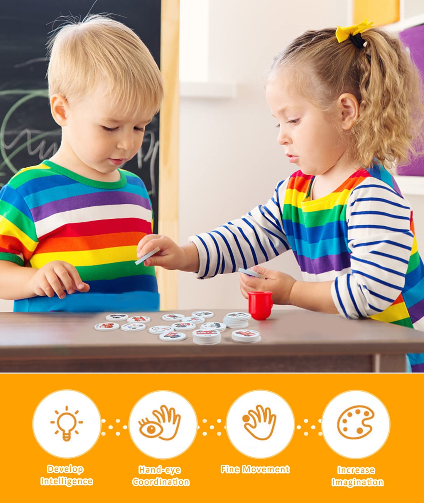 Protado Wooden Match Memory Game – 24-Card Preschool Matching Set (Vehicle Theme)