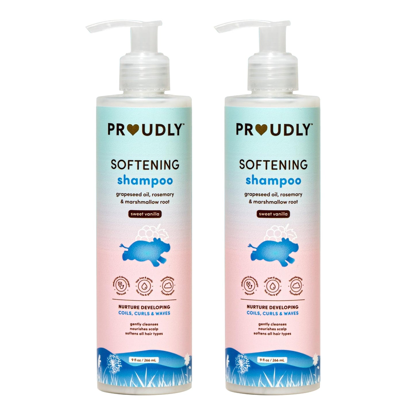 PROUDLY Softening Shampoo by Gabrielle Union & Dwyane Wade — Tear-Free, Dermatologist-Tested, 2 x 9 oz