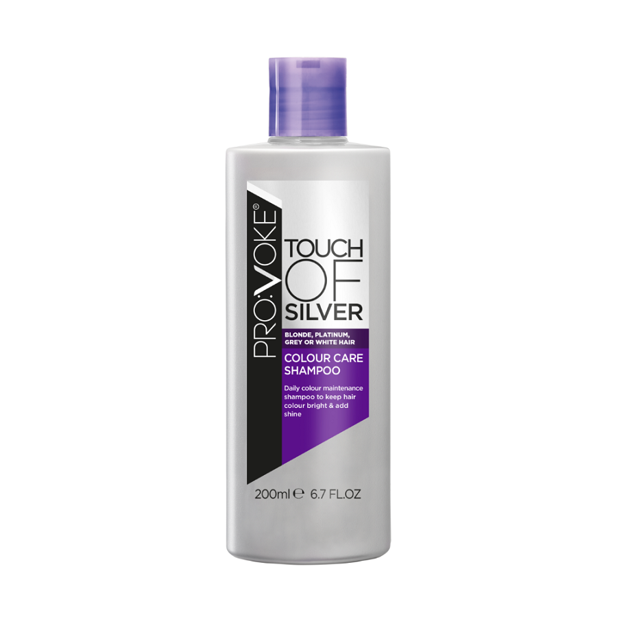 PRO:VOKE Touch Of Silver Colour Care Shampoo Neutralises Yellow Tones & Nourishes for Blonde, Grey & White Hair 200ml/6.76 oz