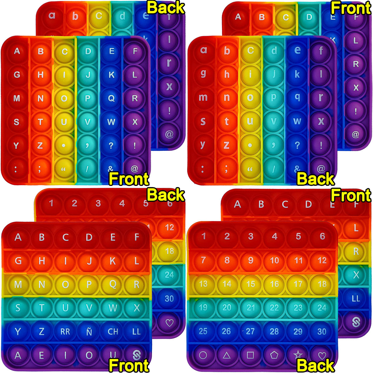 Proweber Alphabet Pop Fidget Toy – ABC & Numbers Learning, 4 Pack (Double-Sided)