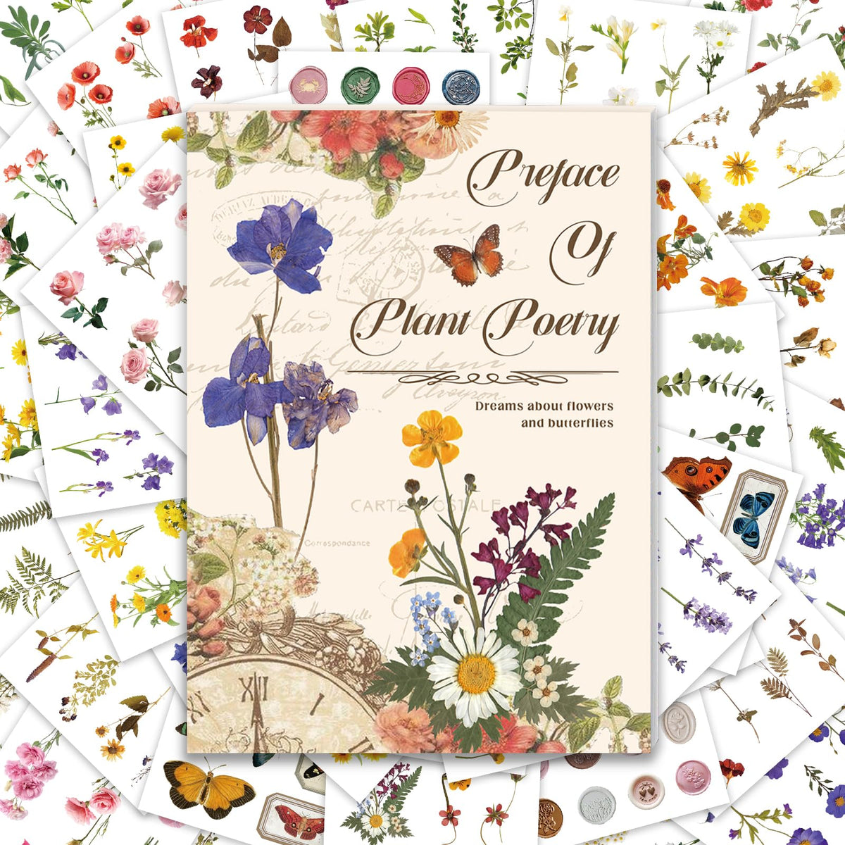 PRSTINCOL Flower Sticker Book – 40 Sheets, 470 Floral Stickers for Journaling & Scrapbooking