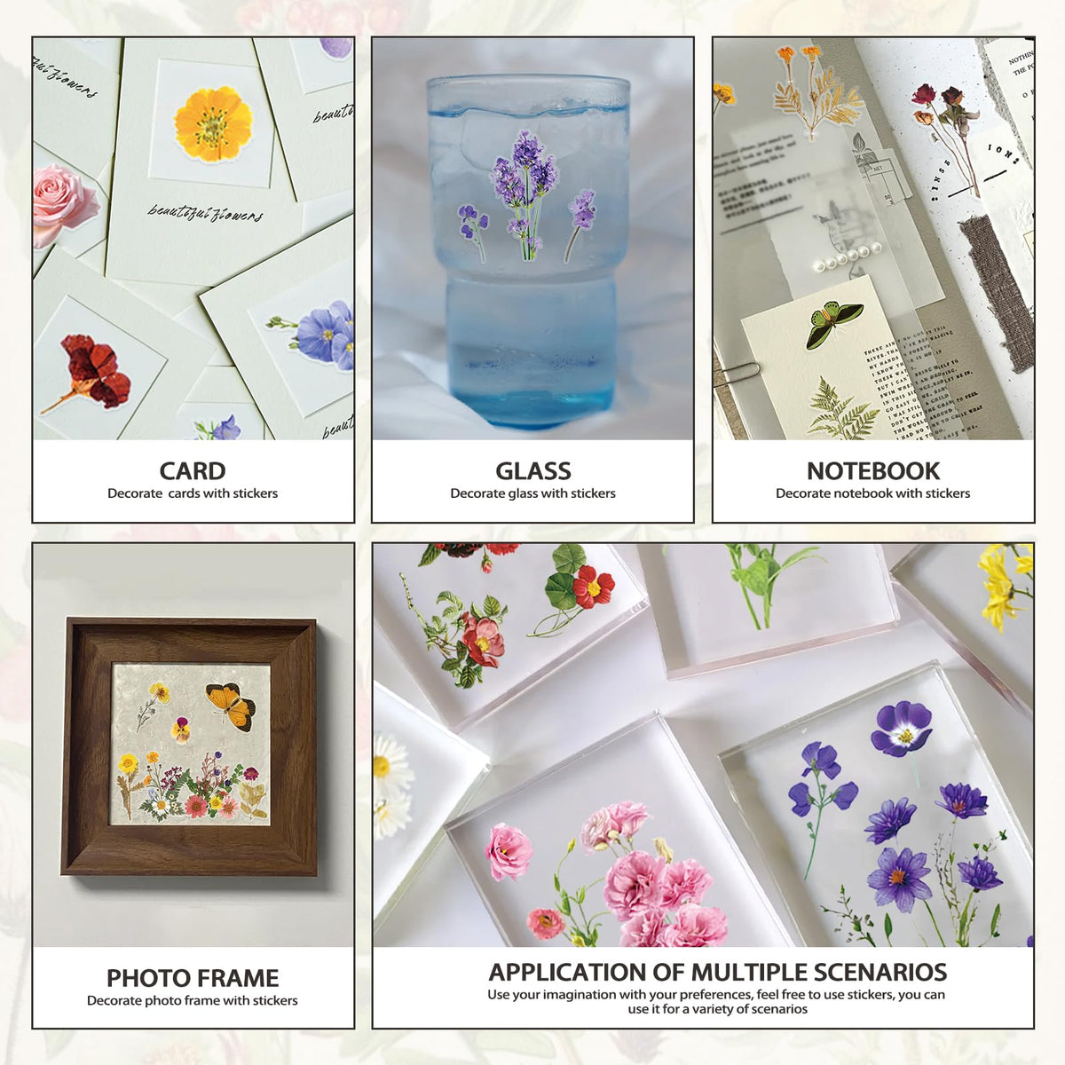 PRSTINCOL Flower Sticker Book – 40 Sheets, 470 Floral Stickers for Journaling & Scrapbooking