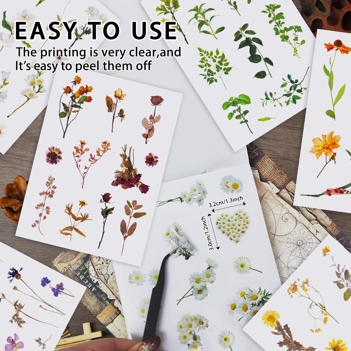 PRSTINCOL Flower Sticker Book – 40 Sheets, 470 Floral Stickers for Journaling & Scrapbooking