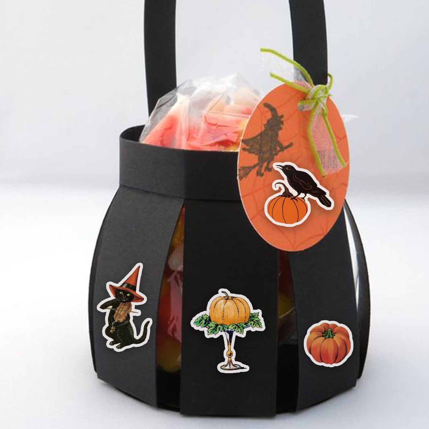 PRSTINCOL 100 Pcs Vintage Witch & Pumpkin Stickers – Halloween Scrapbook & DIY Decals