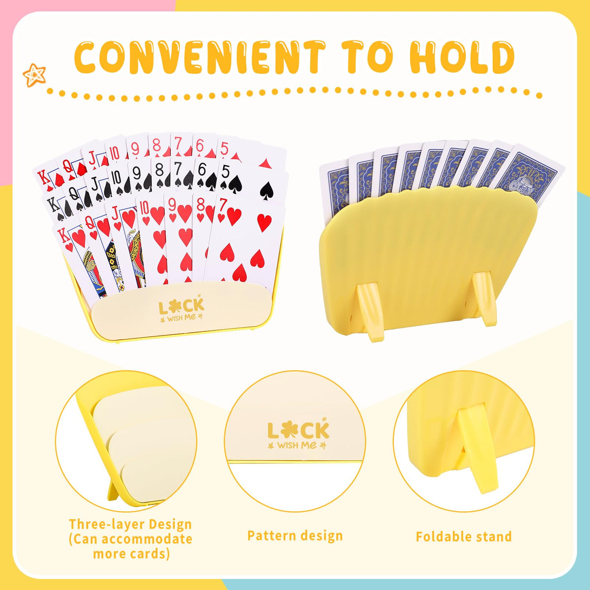 Prudiut 2 PCS Card Holders for Playing Cards – Tabletop Card Stand & Organizer
