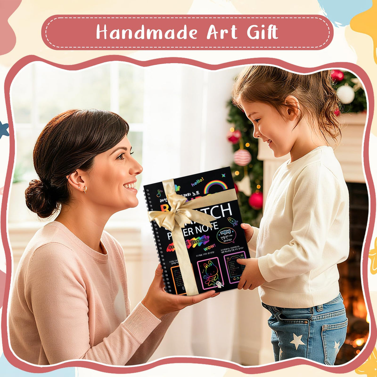 Prudiut 3-Pack Rainbow Scratch Art Kit for Kids – Creative Notebooks & Stencils